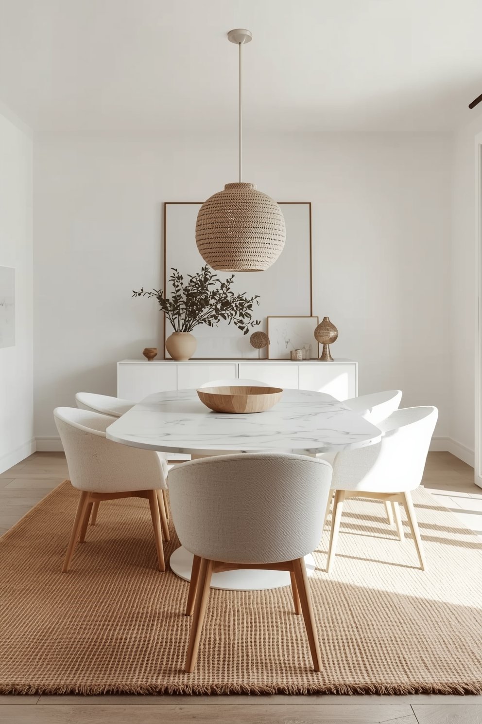 allwhite dining room with layered white tones war 2