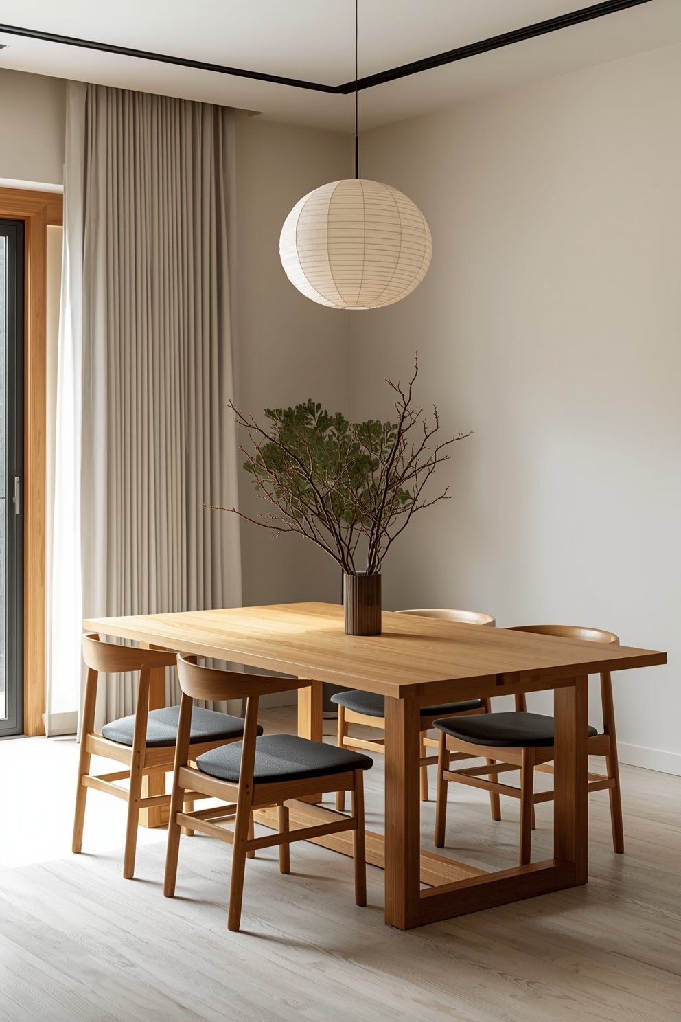 japandi dining room low profile light oak dining 3