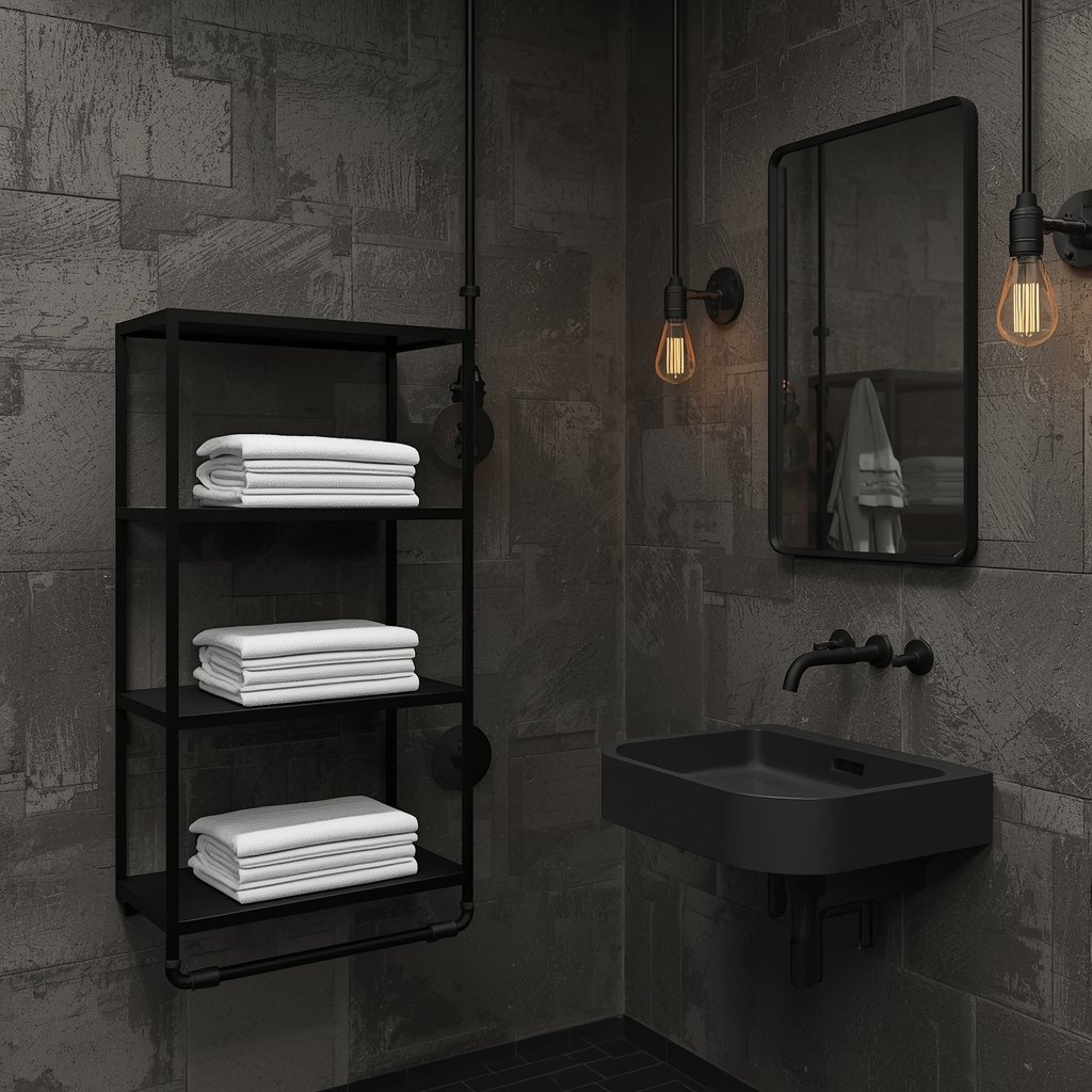 industrial black bathroom exposed concrete walls 3 (1)