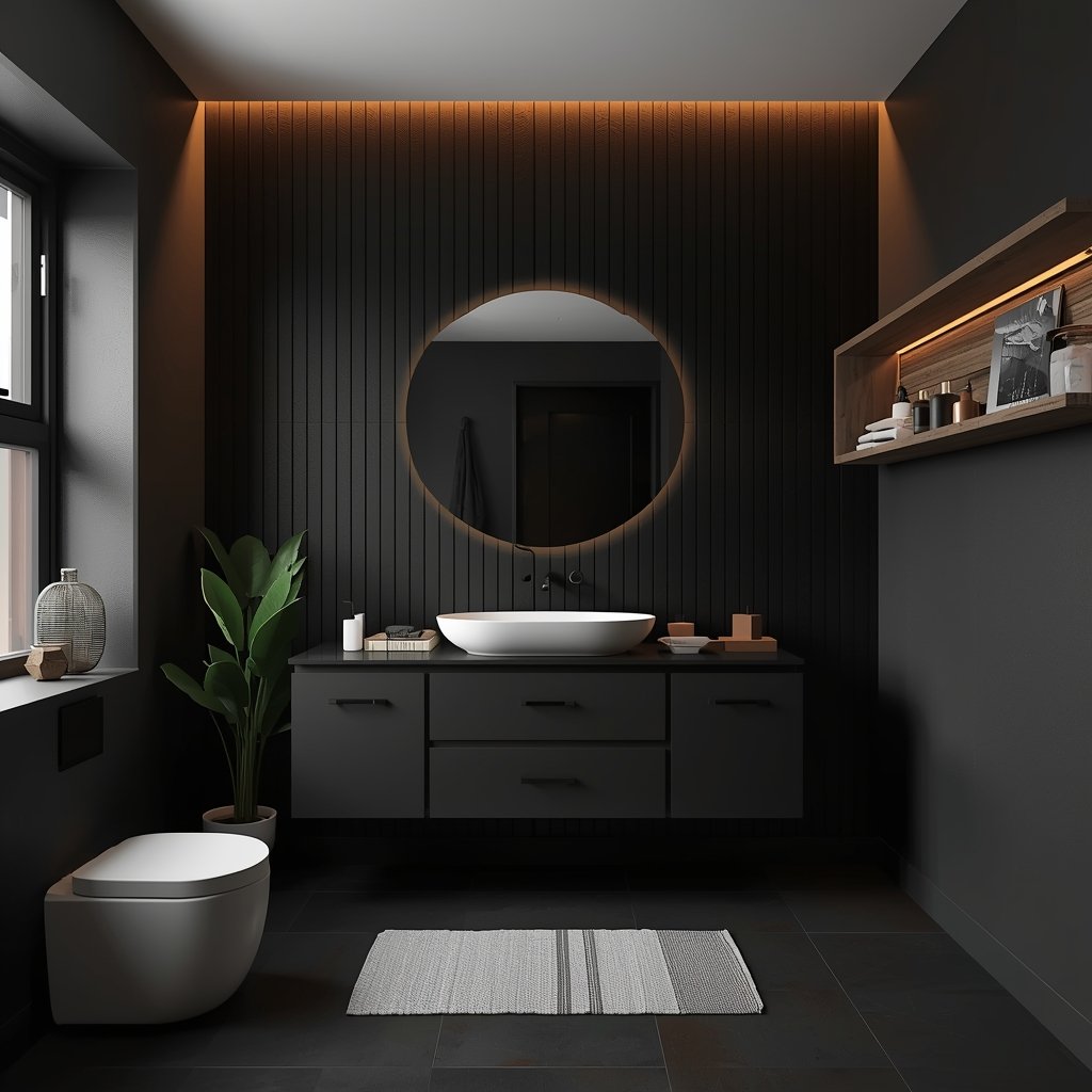 warm and inviting black bathroom black feature wa 3