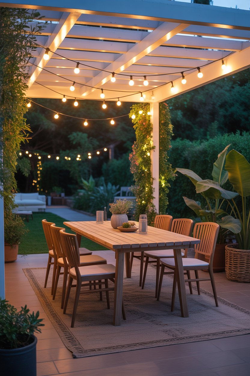 outdoor dining room under pergola