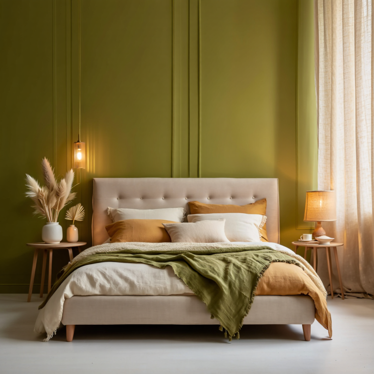 scandinavian olive bedroom