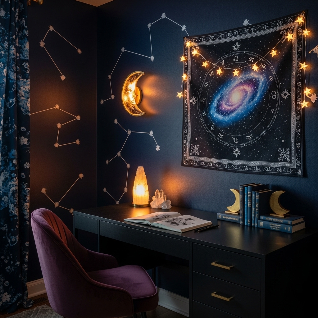 Midnight Celestial dark blue work space 