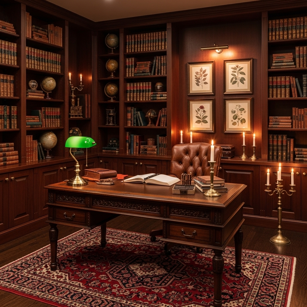 Dark Academia Candlelit Study