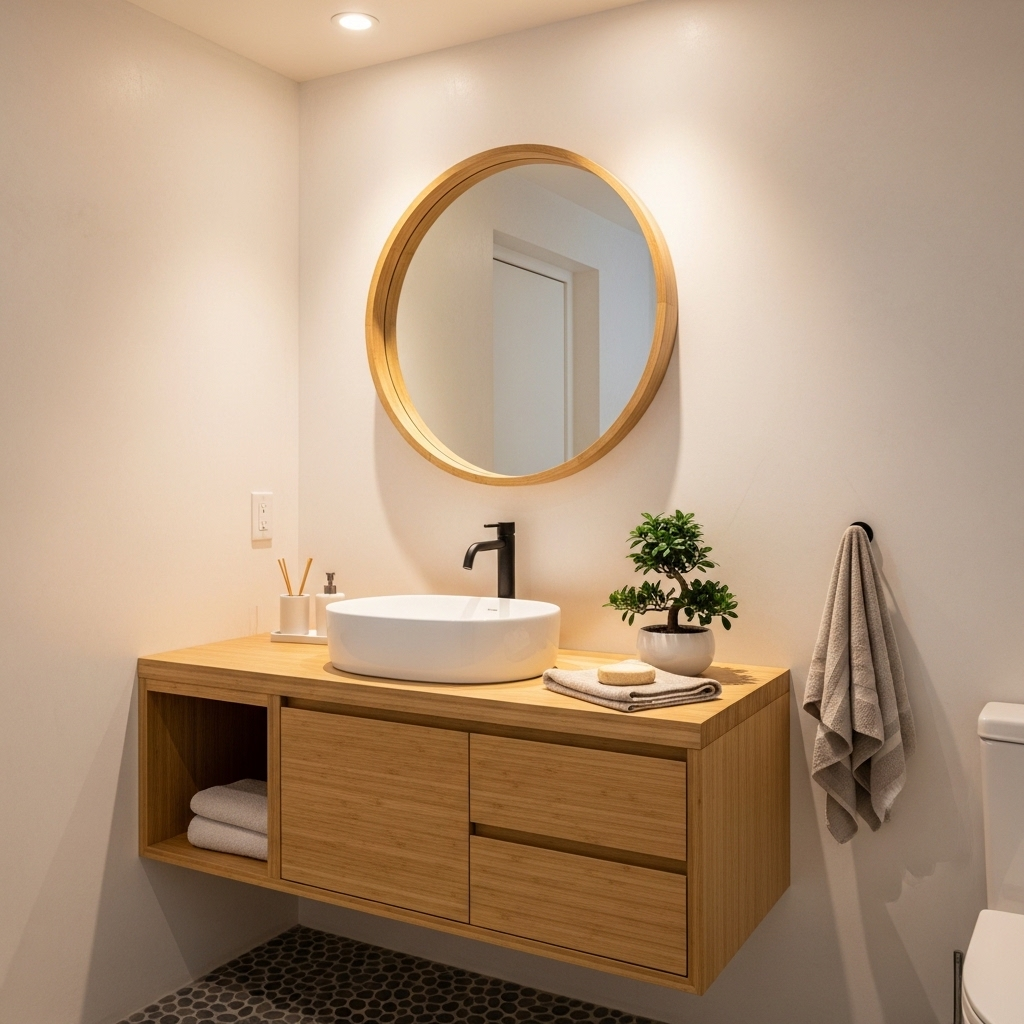 Japandi Bamboo Zen vanity 