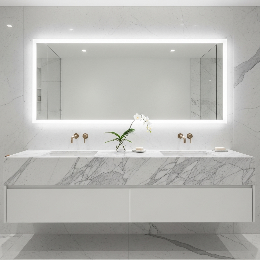 all white minimal vanity 