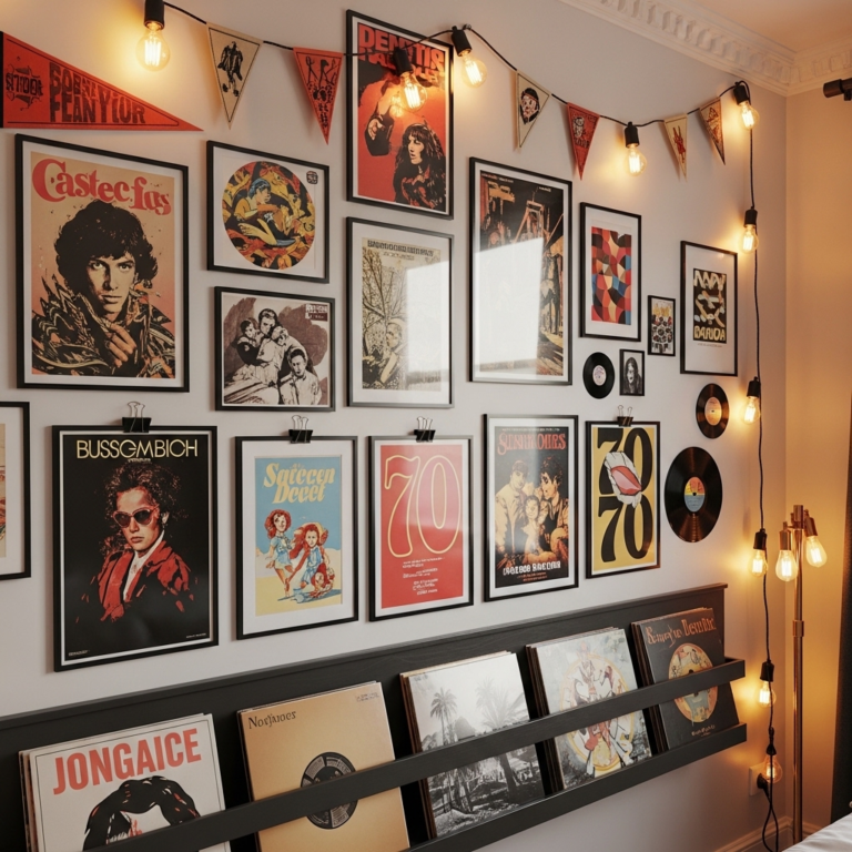 poster and vinyl wall girl bedroom design