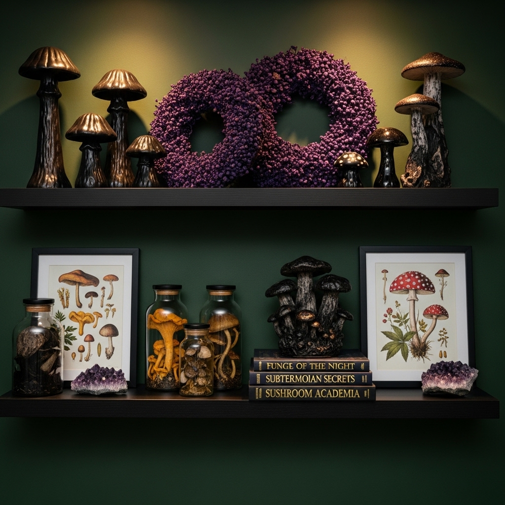 Dark Moody Mushroom Shelfie