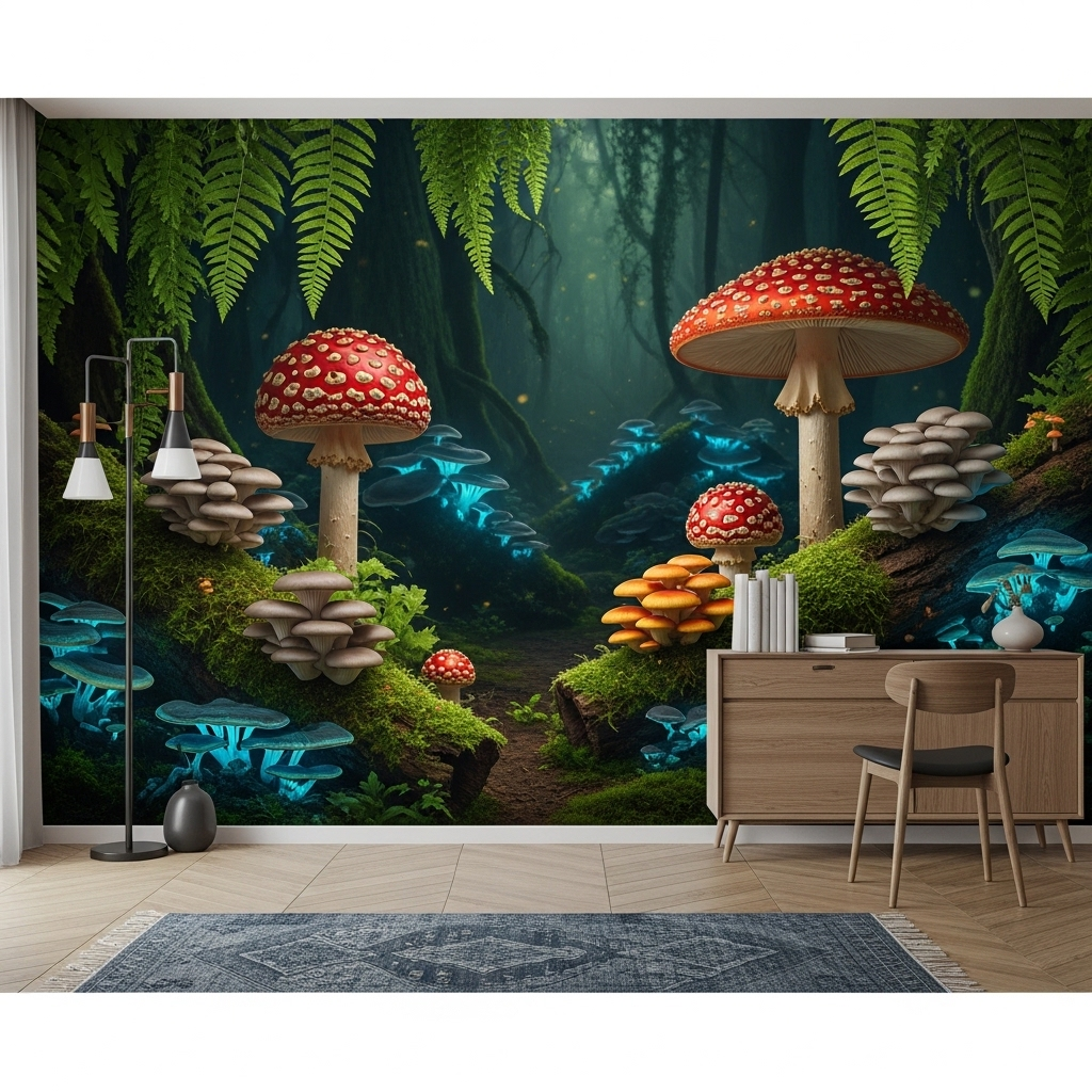 Mushroom Mural Statement Wall