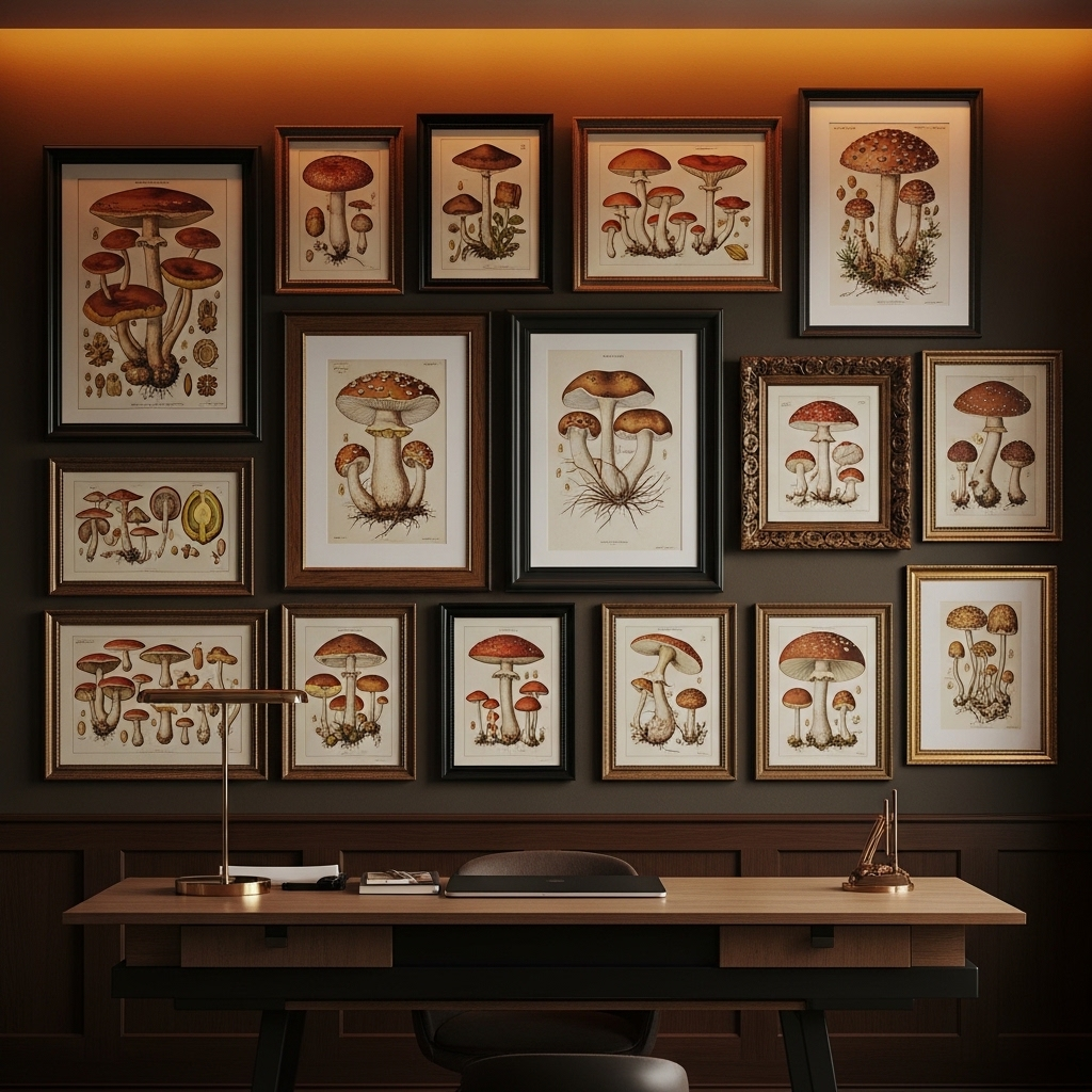 Mushroom Botanical Print Gallery Wall