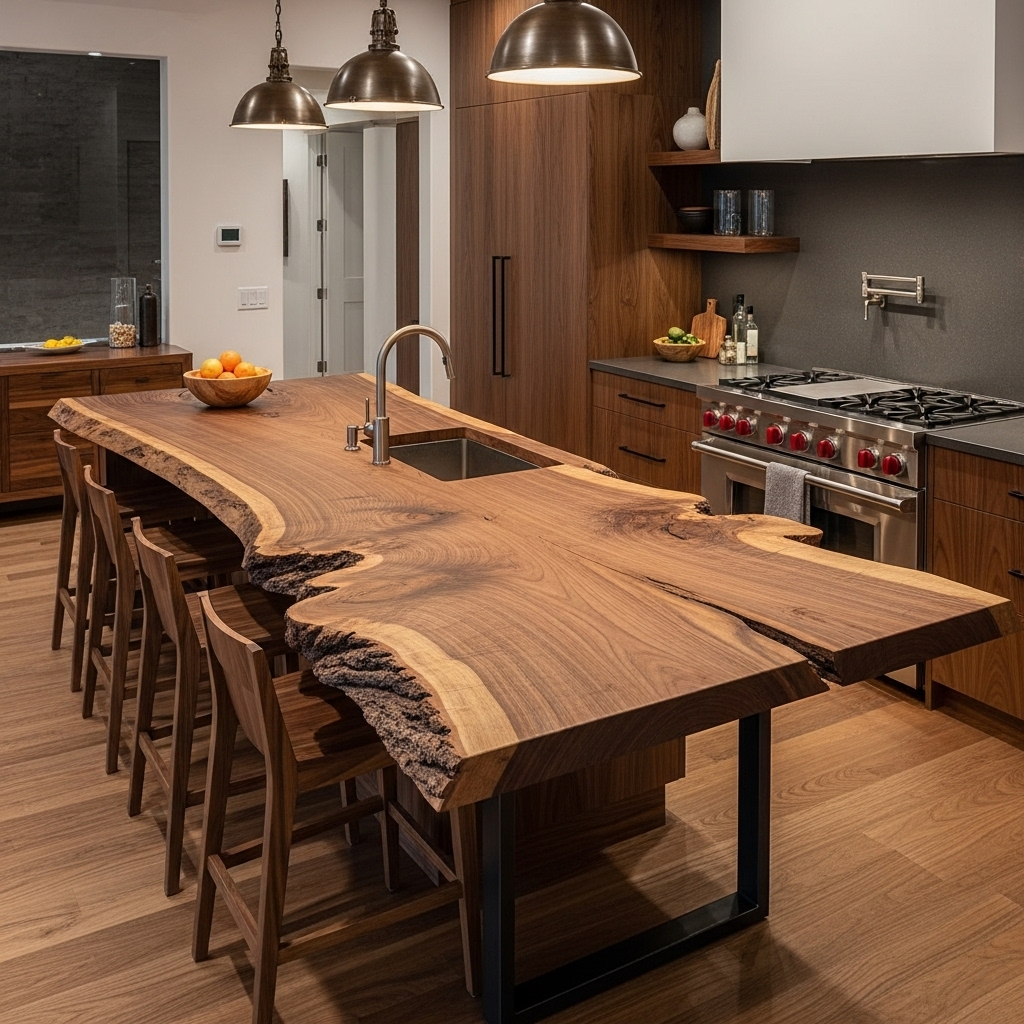 Live Edge Wood Slab Island