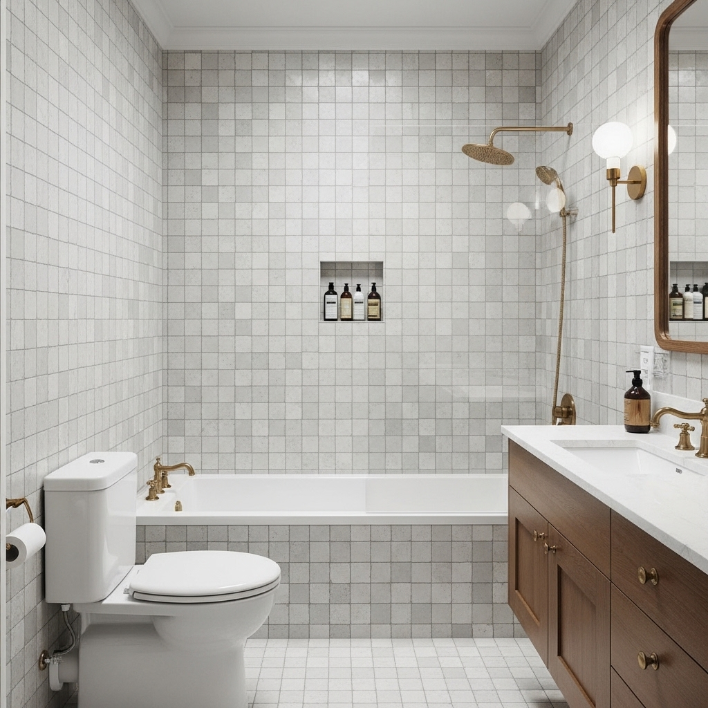 Continuous Floor-to-Wall Tile — The Wraparound Effect