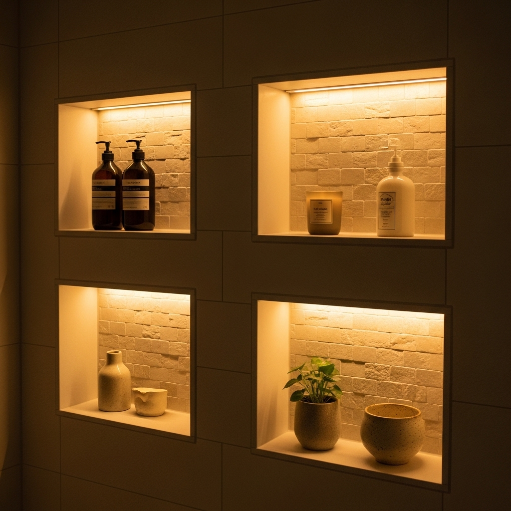 Illuminated Niches — Glowing Recessed Shelves