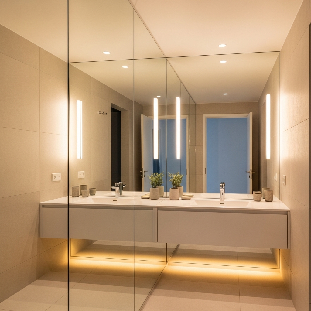 Full Wall Mirror — Not Just Above the Sink
