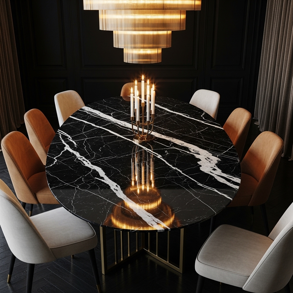 12 Dining Room Table Ideas That Will Transform How You Gather, Eat & Entertain The Midnight Oval — Dark Marble Drama
