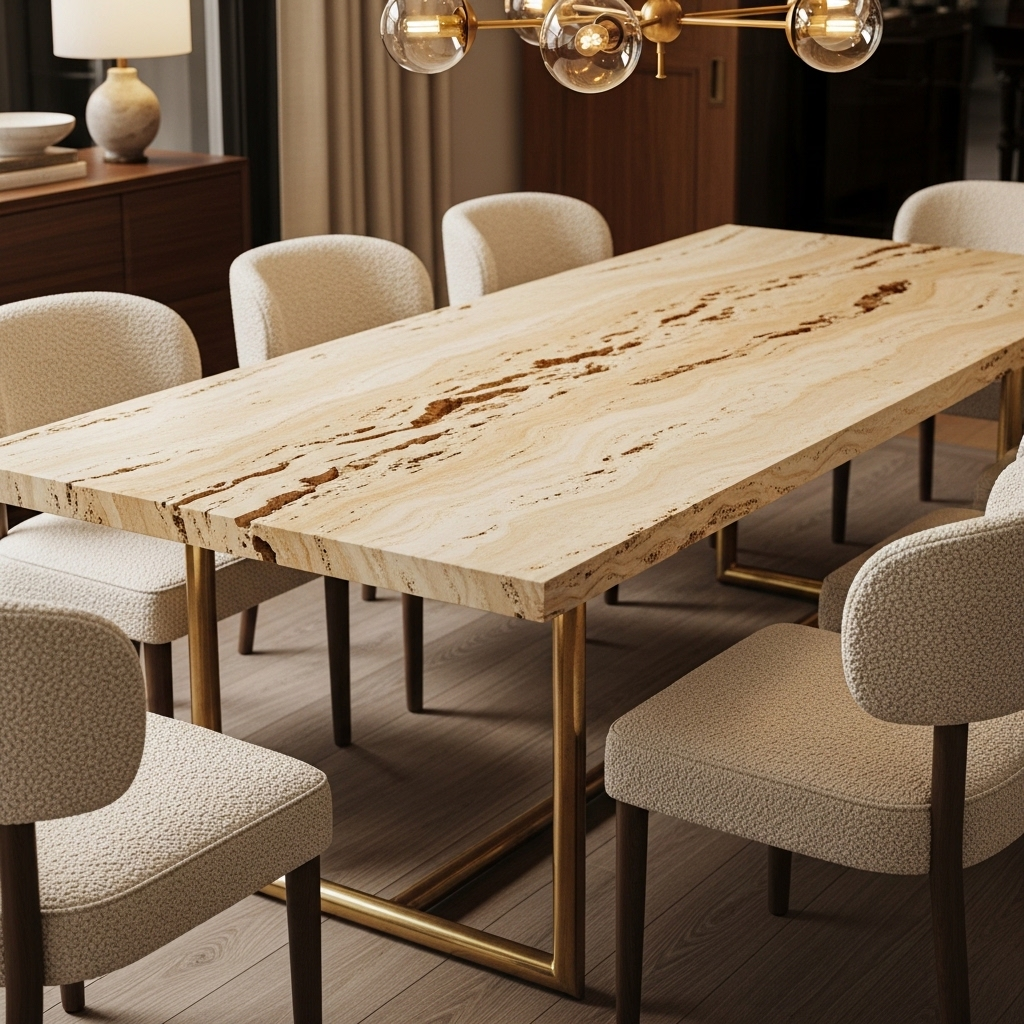 12 Dining Room Table Ideas That Will Transform How You Gather, Eat & Entertain The Travertine & Brass Luxury Table