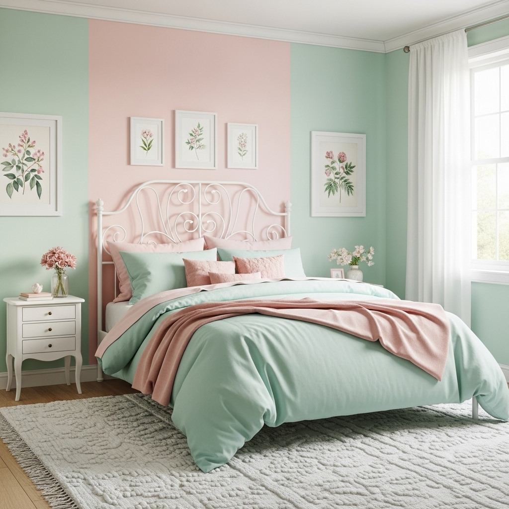 13 Green & Pink Bedroom Ideas That Prove This Color Combination Is the Most Beautiful in Design image