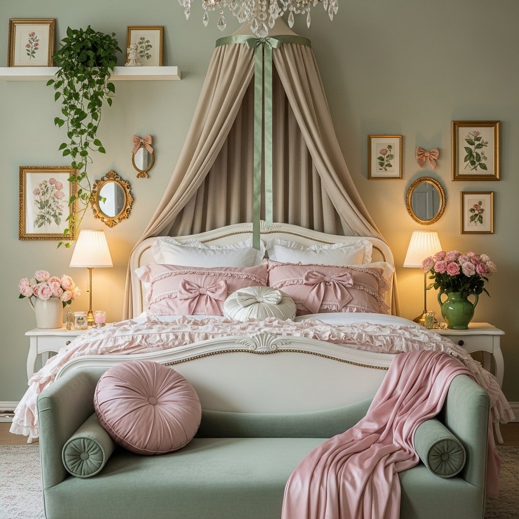 13 Green & Pink Bedroom Ideas That Prove This Color Combination Is the Most Beautiful in Design image