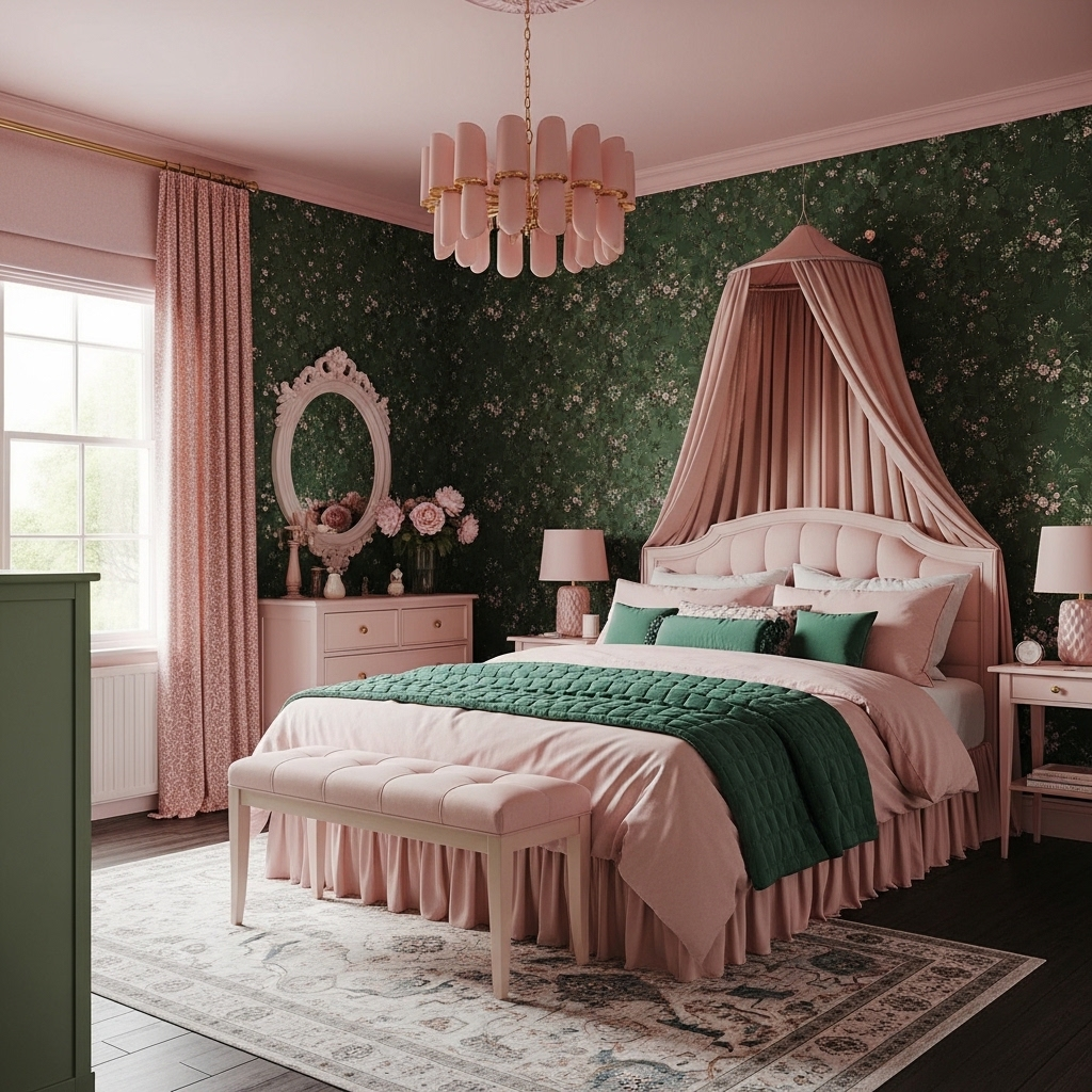 13 Green & Pink Bedroom Ideas That Prove This Color Combination Is the Most Beautiful in Design image