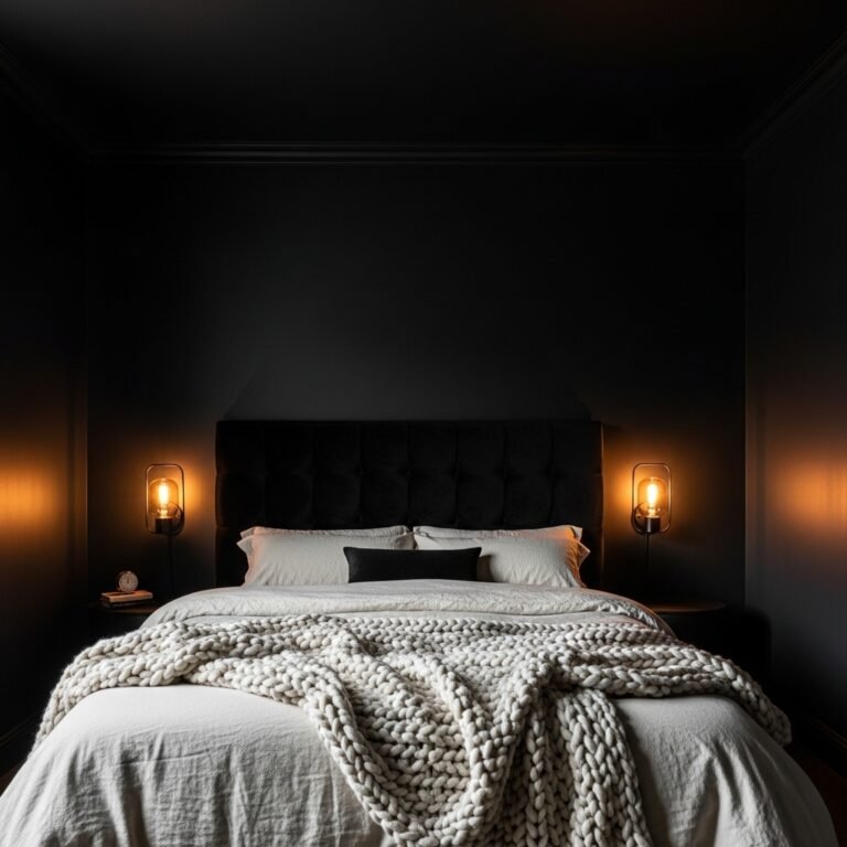All-Black Walls With Warm Texture Layers