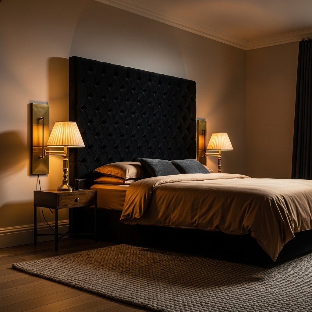 Black Velvet Headboard as the Room
