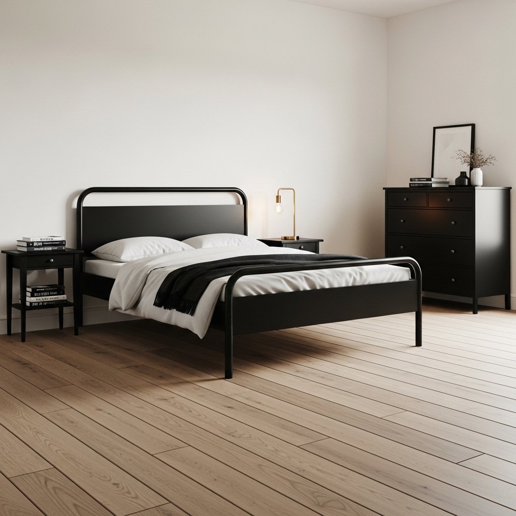 Black Furniture Against Light Walls: Graphic Sophistication