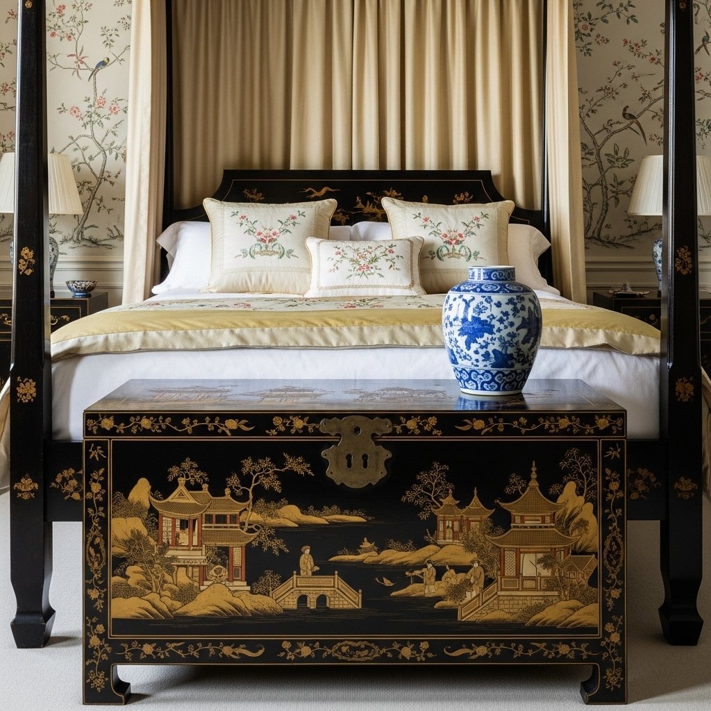 A Lacquered Trunk or Campaign Chest