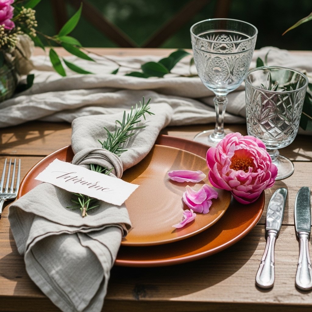 Linen Napkins and Organic Table Setting