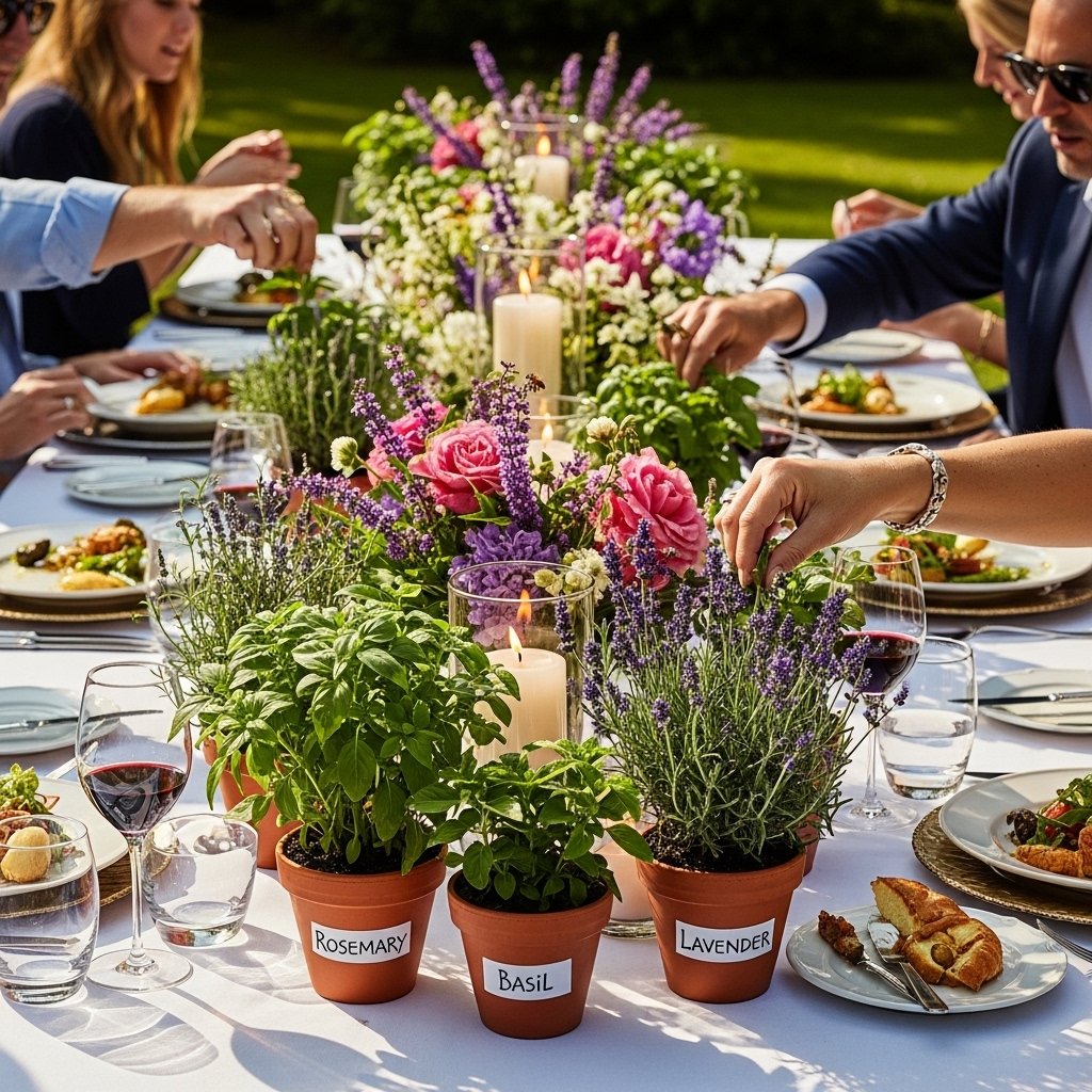 Potted Herbs and Edible Plants as Decor