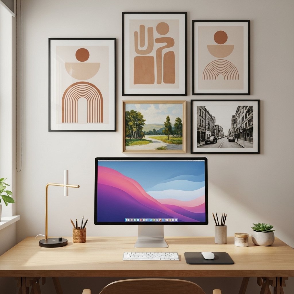 12 Home Office Setup Ideas That Make Work Feel Worth Doing A Gallery Wall Behind the Desk That Earns Its Place