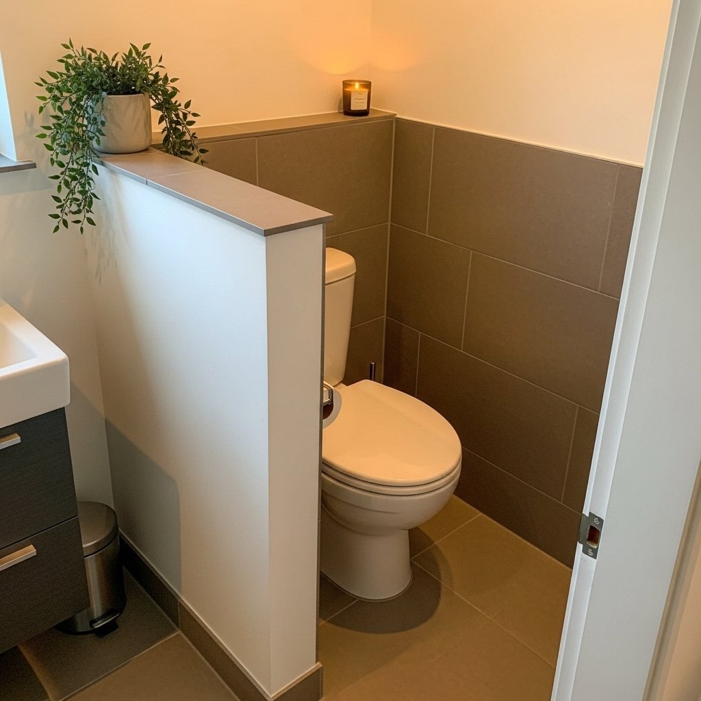 🌸 The Recessed Toilet Nook — Hidden Behind a Half Wall