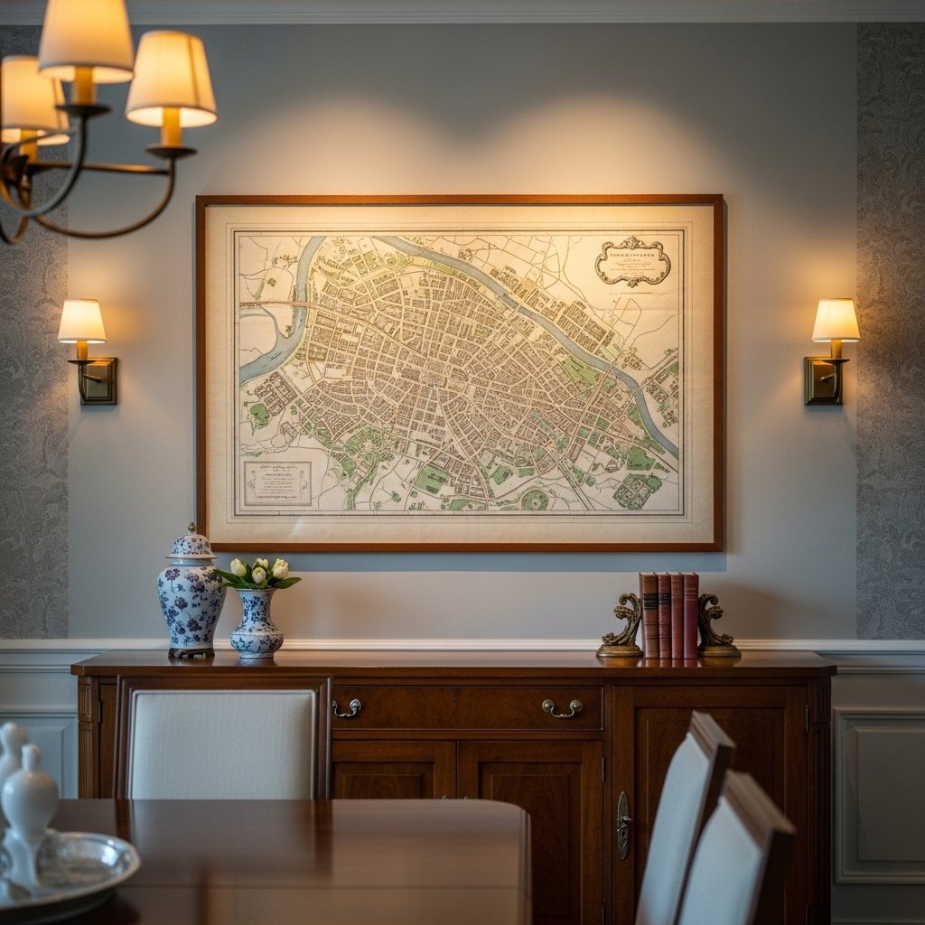 A Vintage Map or Blueprint Wall