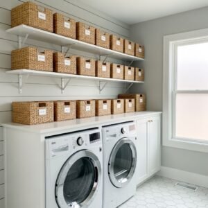Open Shelving With Labeled Storage Baskets