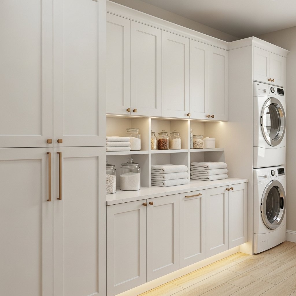 Vertical Storage for a Narrow Laundry Room