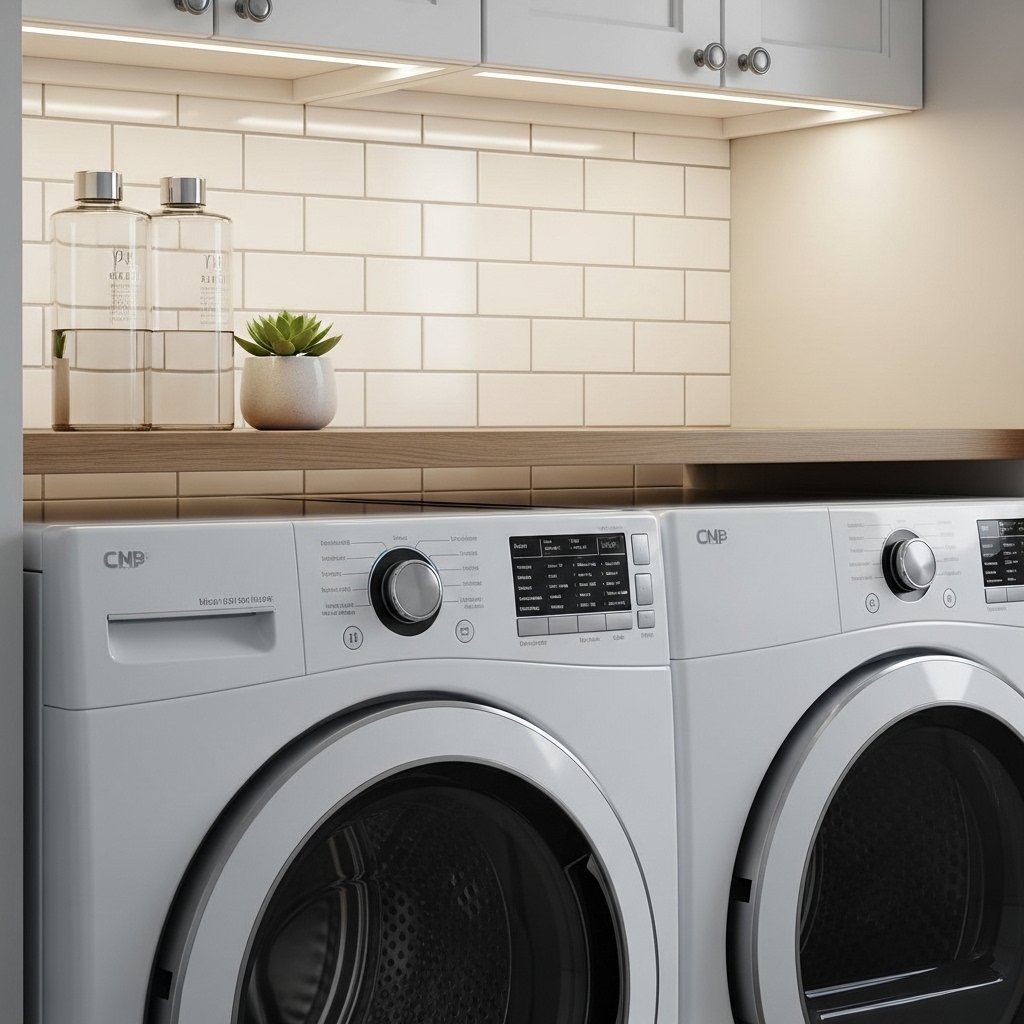 Subway Tile Backsplash Behind the Machines