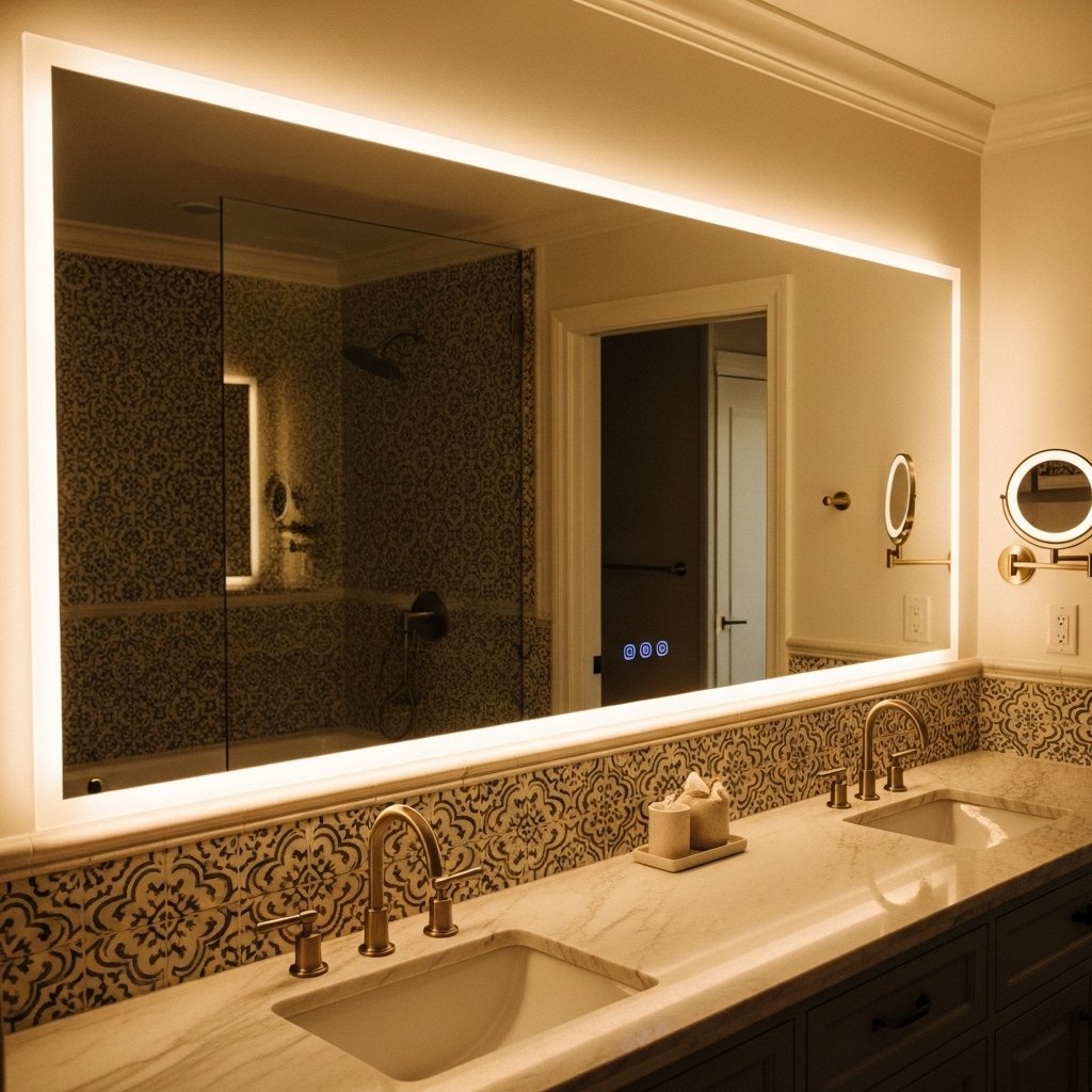 13 Master Bathroom Ideas That Feel Like a Private Spa Install a Backlit Mirror or Mirror with Integrated Lighting