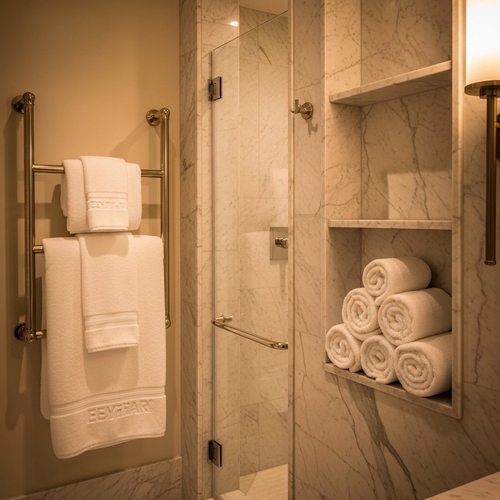 13 Master Bathroom Ideas That Feel Like a Private Spa Create a Towel Display Worth Seeing