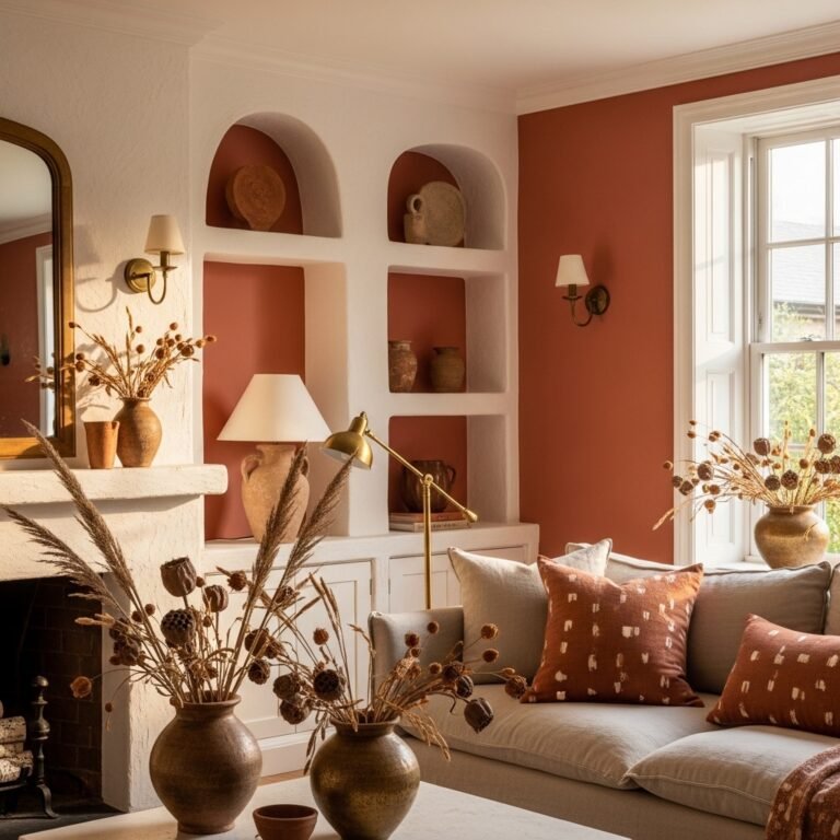 Terracotta, Warm White, and Aged Brass
