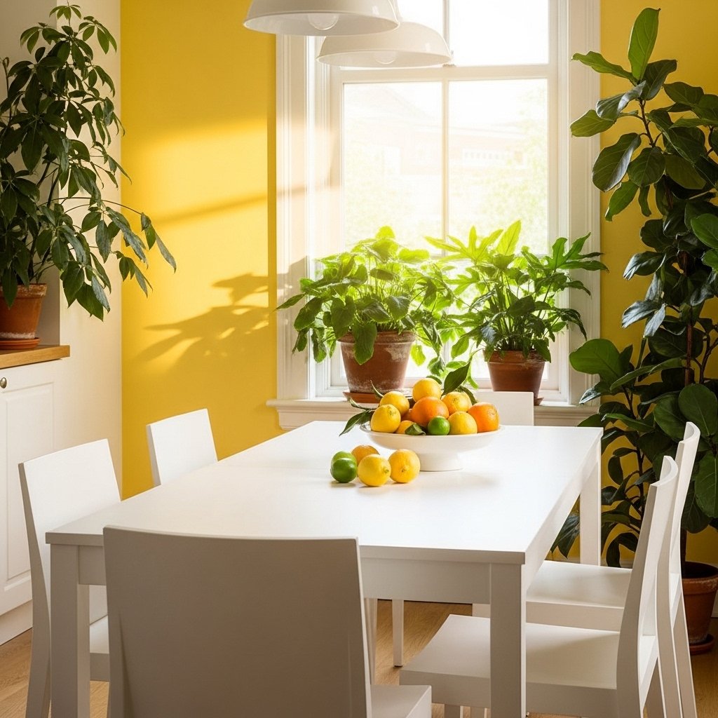 Bright Lemon Yellow, Clean White, and Natural Green