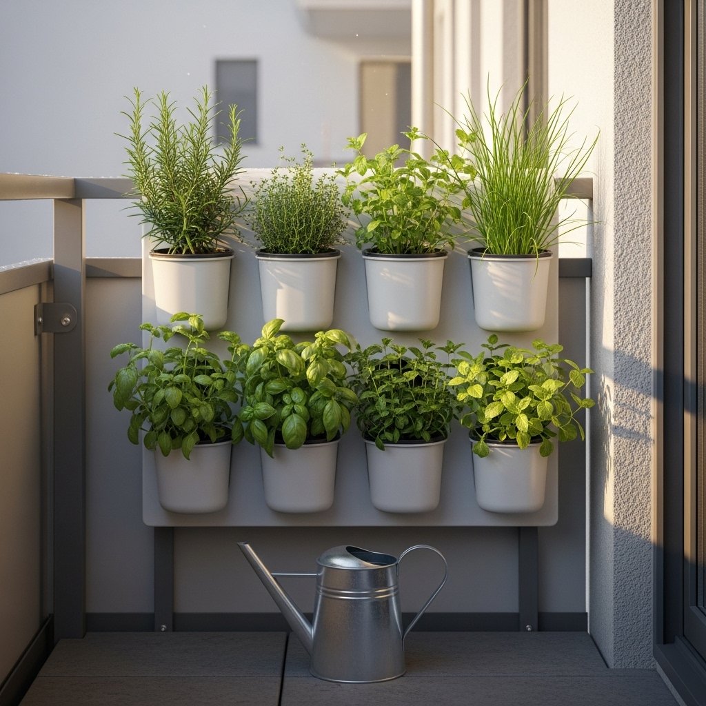 Herb Garden in Compact Wall-Mounted Planters
