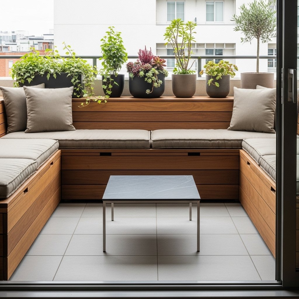 Built-In or Fixed Seating Along the Railing