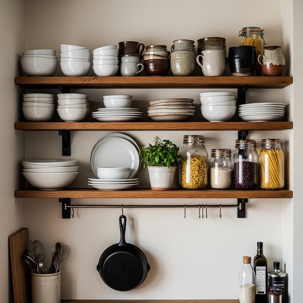 Open Shelving in Aged Timber