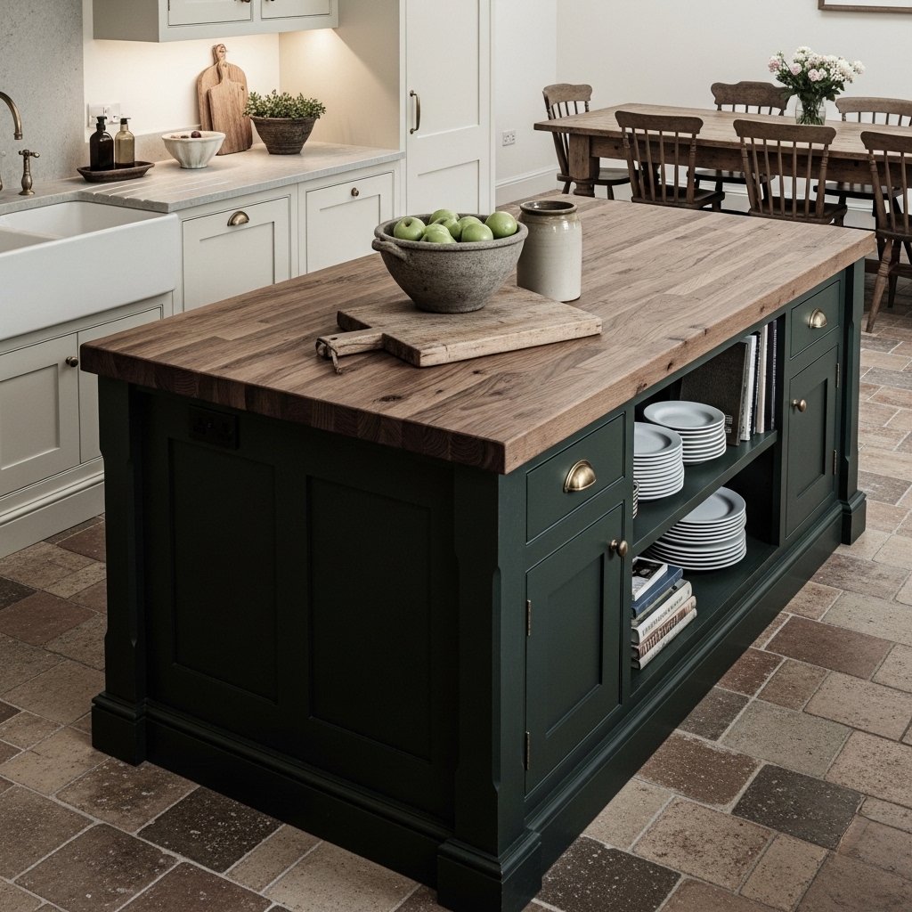 A Painted Kitchen Island With Contrasting Color