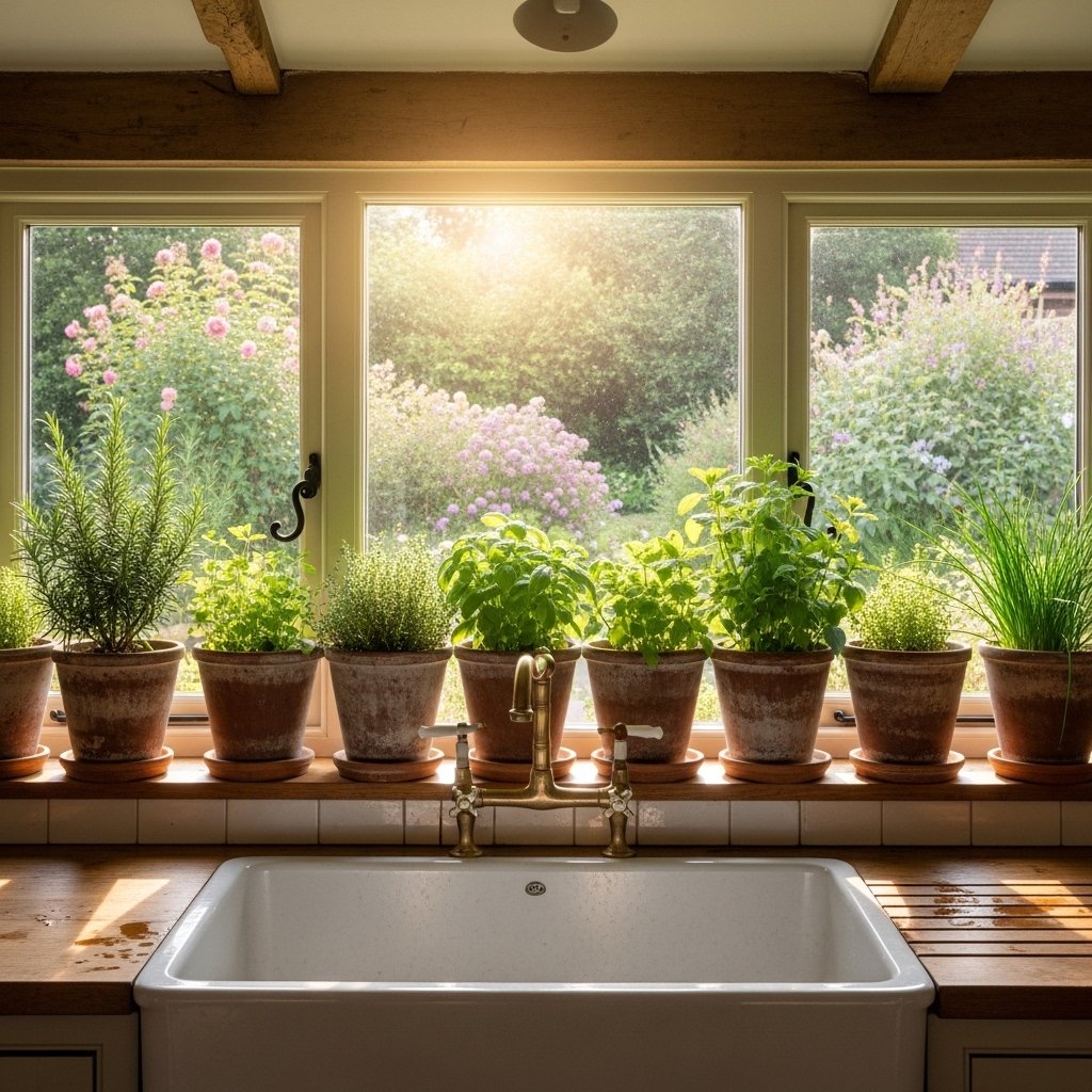 Fresh Herbs Growing on the Windowsill
