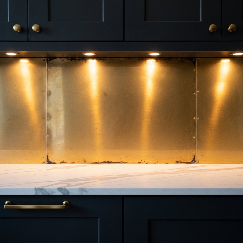 Unlacquered Brass Sheet Metal Backsplash