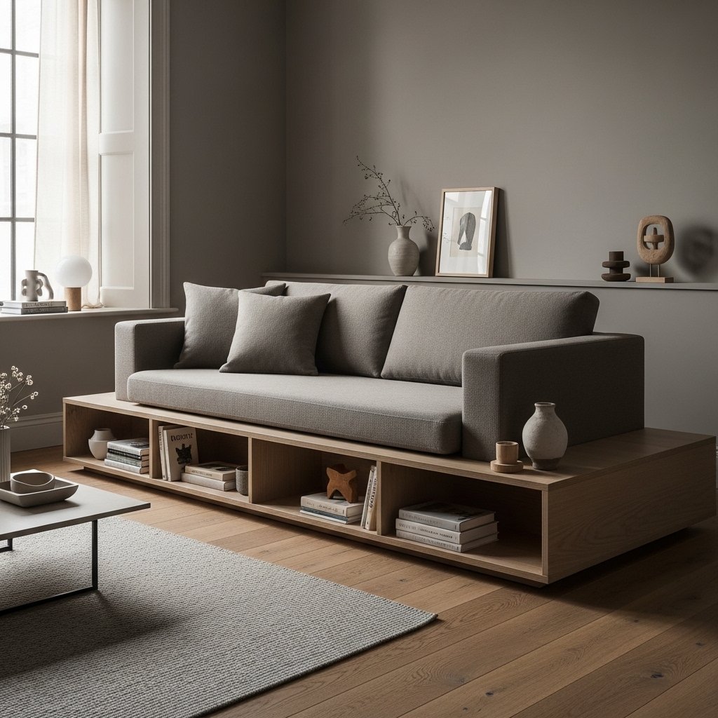 14 Luxury Sofa Designs That Transform a Living Room The Sofa with Integrated Shelving Base