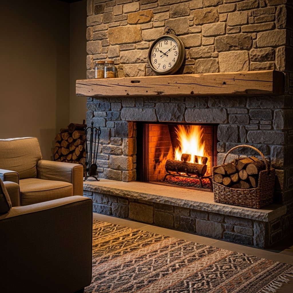 A Stone or Brick Fireplace as the Room