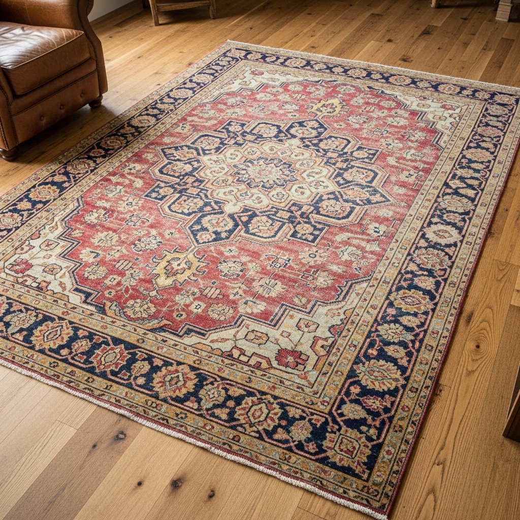 A Worn Persian or Kilim Rug