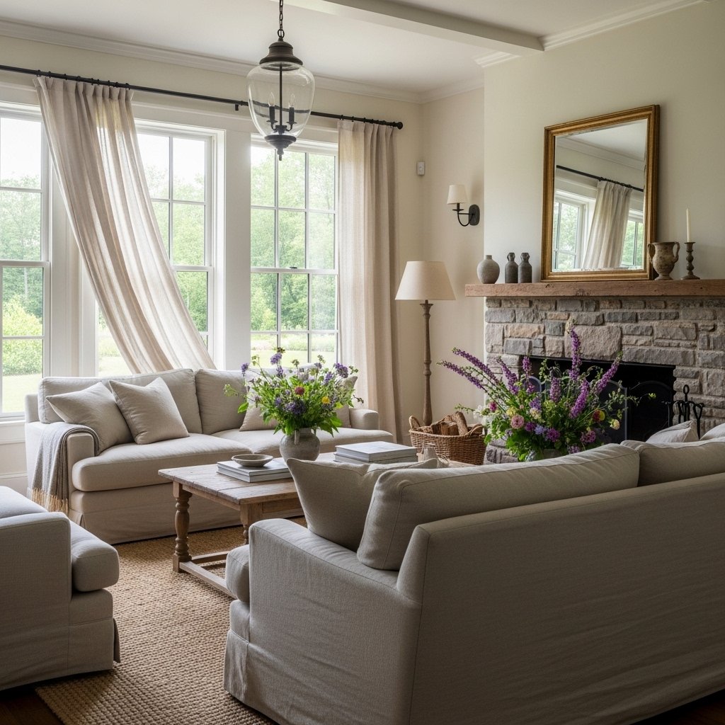 The Farmhouse Living Room in Summer: Light and Open
