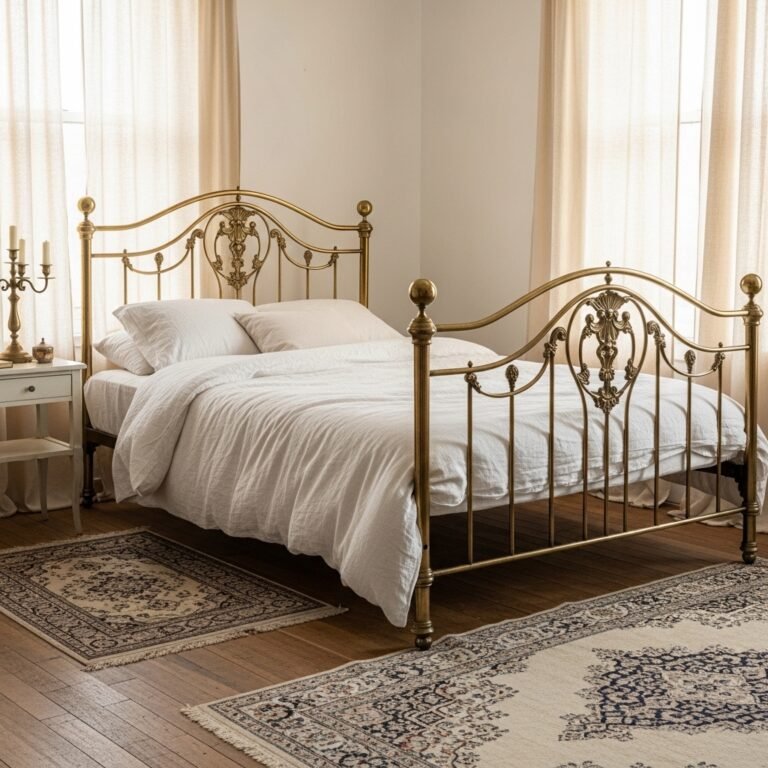 An Ornate Iron or Brass Bed Frame as the Focal Point